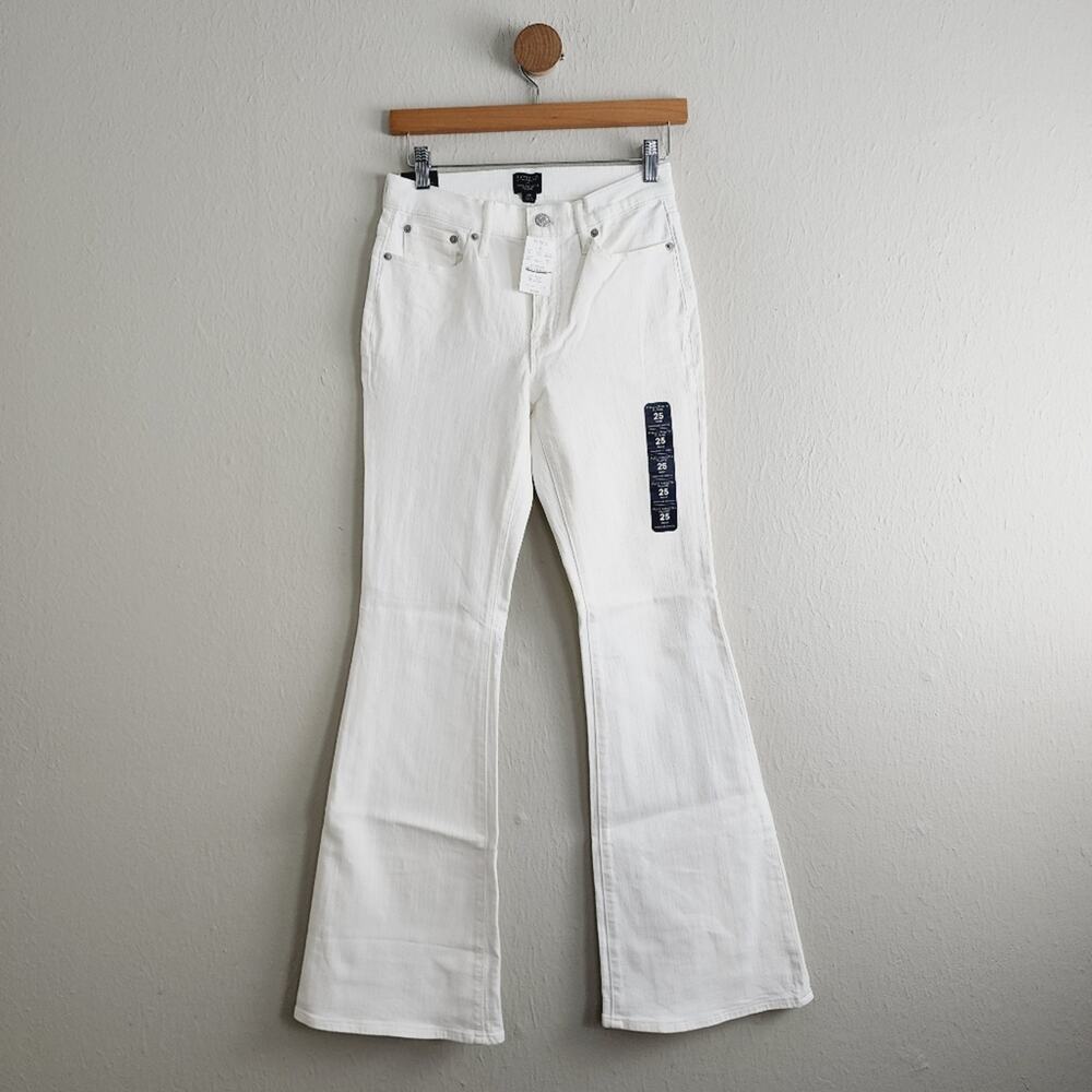J. Crew Skinny Flare Jean Signature Stretch White Denim Perfecting Pockets 25
